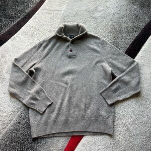 J.Crew Gray Lambs Wool Shawl Collar Sweater